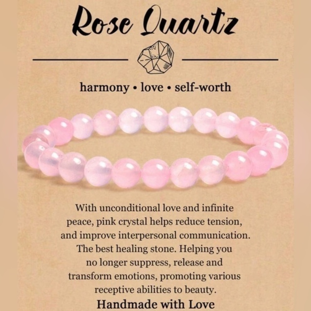 Rose Quartz Pink Crystal Bracelet